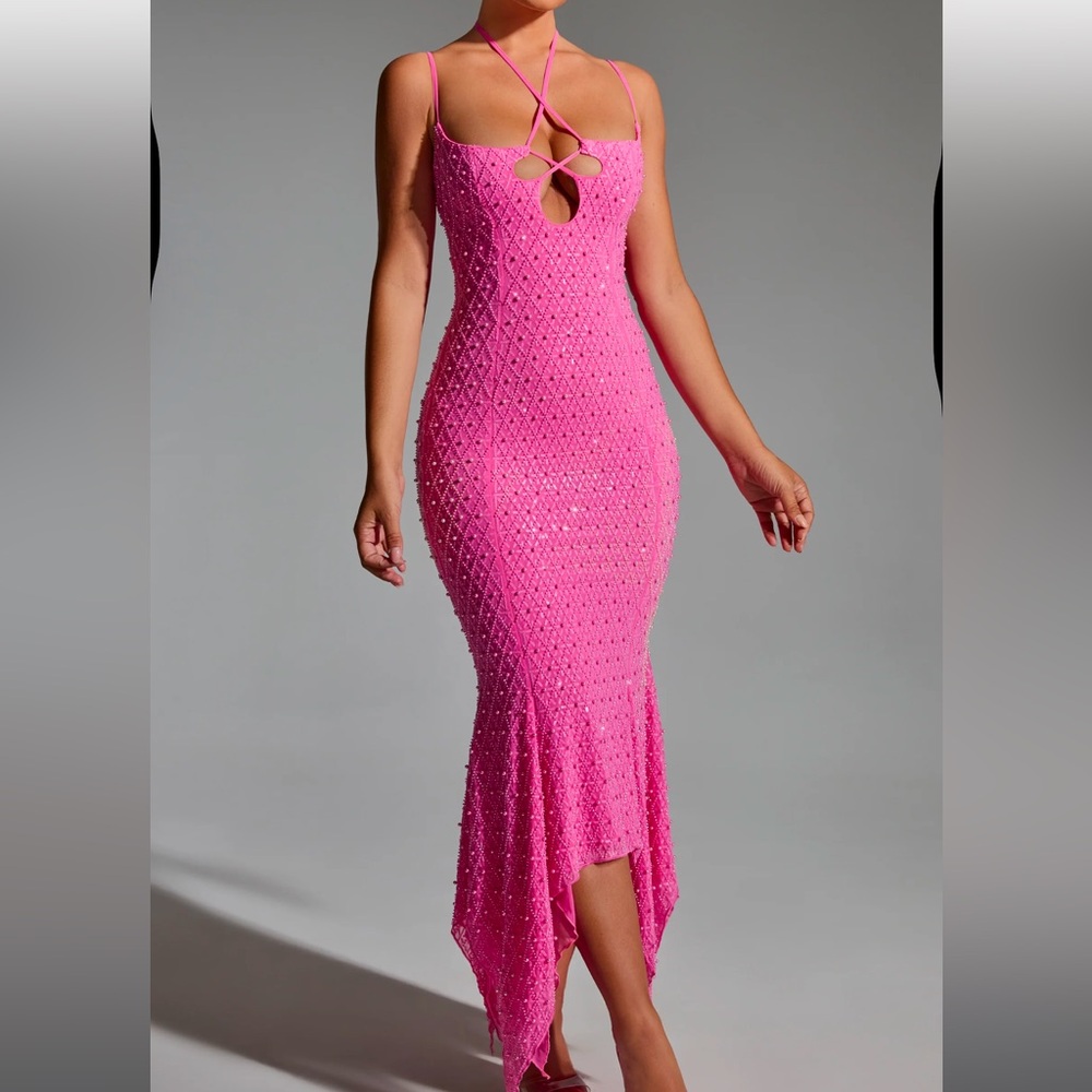 Oh Polly Embellished Midi Dress
